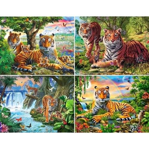 Full Square/Round Diamond Embroidery Animals scene 5d diy Diamond Painting Tiger Cross stitch Mosaic Picture of Rhinestones