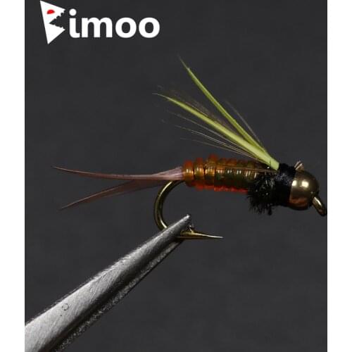 Bimoo 10PCS #14 Brass Bead Head Pheasant Tail Prince Trout Fishing Nymph Flies