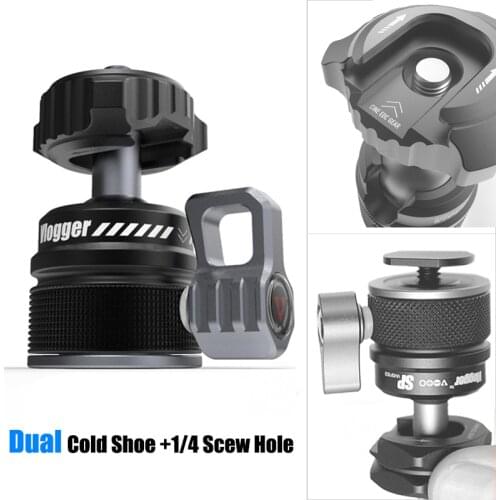 Quick Release Plate Tripod Head Ballhead Extend Cold Shoe Ball Head for LED Light Microphone 10KG Playload DSLR Camera Monitor