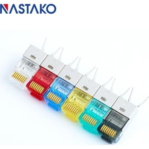 Cat7 RJ45 Connector Cat7 Modular Plugs 50U Shielded FTP RJ45 Connectors Cat.7 Network Ethernet Cable holes 1.5MM
