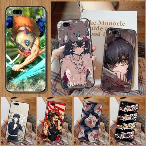 Demon Slayer Hashibira Inosuke Phone Case For Xiaomi Mi Note 8 9 10 11 9T 10T A3 Lite Pro Ultra black 3D coque painting