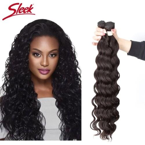 Sleek Double Drawn Brazilian Deep Wave Hair Bundles Natural Color 10 To 26 Inches Hair 1/3/4Pcs Hair Extensions Remy Human Hair