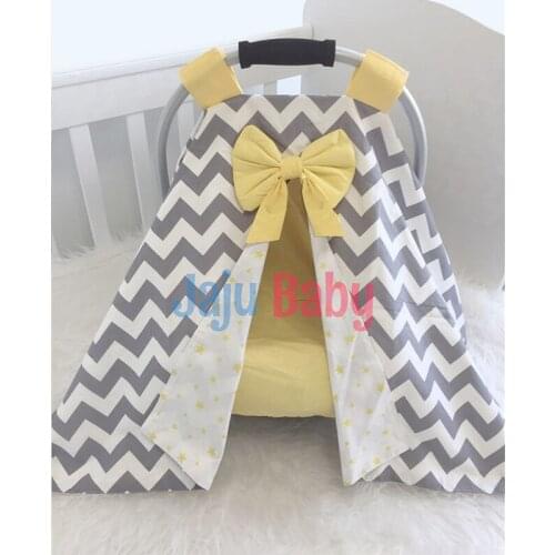 Jaju Baby Gray Zigzag and Yellow Combined Stroller Cover and Inner Cover