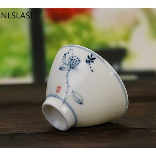 Jingdezhen white porcelain hand-painted teacup Tea set teacup Travel portable tea set Household drinking utensils WSHYUFEI