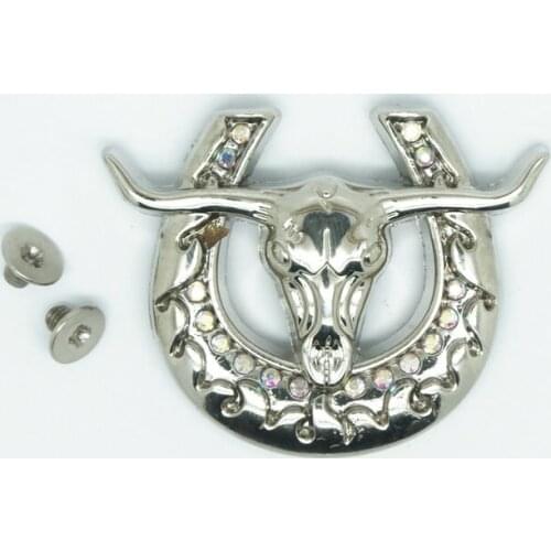 KDG Western Denim Fashion Hollow DIY Crystal Rhinestone Conchos Belt Accessories Western U-shaped Bull Head Concho Belt Screws