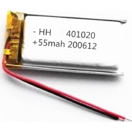 3.7v 55mah 401020 Lithium polymer Li-po Rechargeable Battery For Toys Cars Bluetooth speaker Bluetooth headset digital products