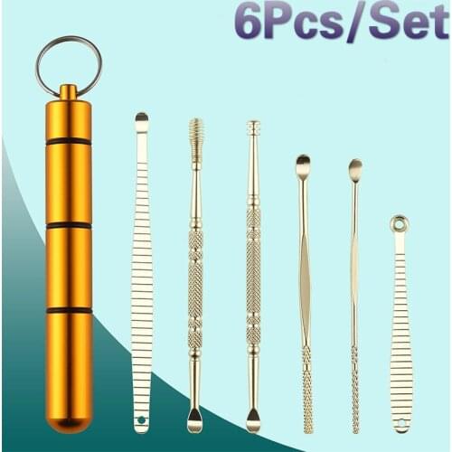 6Pcs Stainless Steel Earpick Ear Cleaner Spoon Ear Care Cleaning Tool Ear Wax Removal Kit Ear Wax Remover Ear Wax Removal Tool