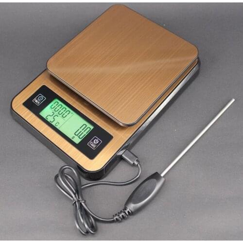 2018 New 2KG/0.1G Digital Kitchen Coffee Scale Coffee measuring tools with Temperature Probe and timer