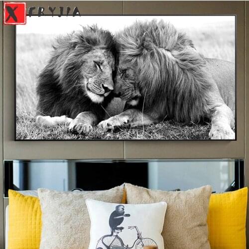 Full Square Diamond Painting Black and white animal art, lion Mosaic Needlework Picture Diamond Embroidery Sale Home Decor