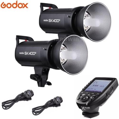 2pcs Godox SK400 II 2.4G Professional Studio Strobe Light + 1pc XPro Trigger for Nikon Sony Canon Fujifilm Olympus Panasonic