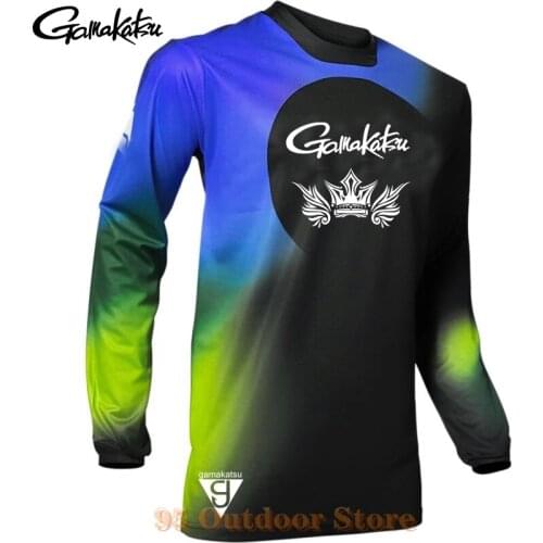 2021 Gamakatsu Plus Size Fishing Shirt Summer Fishing Sunscreen Breathable Quick-drying Anti-UV Long-sleeved Fishing Blouse Men