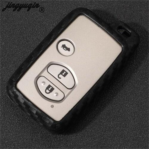 Jingyuqin Silicone Carbon Fiber Key Cover For Toyota Land Cruiser Prado 150 Camry Prius Crown For Subaru Foreste Outback XV