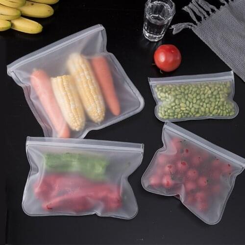 Silicone Food Preservation Bag PEVA Translucent Matte Refrigerator Food Leak-proof Sealed Storage Bag Reusable Fresh Ziplock Bag
