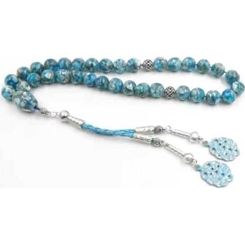 Blue seashell Tasbih 2021 muslim fashion product Kazaz Tassel rosary bead Eid gift islamic arab bracelet misbaha turkish jewelry
