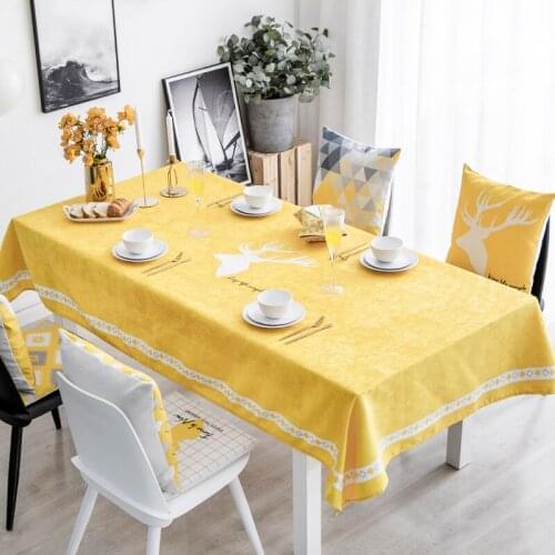 Nordic Fabric Tablecloth Simple Waterproof Yellow Table Cover Home Decoration Rectangle Coffee Table Cloth Printing Tablecloth