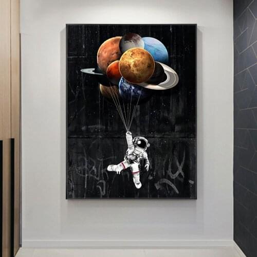 Modern Cartoon Canvas Painting Posters and Prints Abstract Astronaut Wall Art Picture for Living Room Home Decor Cuadros