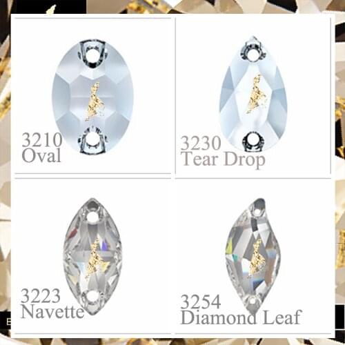 Glass Crystal AB Oval Tear Drop Navette Leaf Grade AAAA Flatback glass Sew On Strass Sewing Stone For Clothes Shoes Crafts