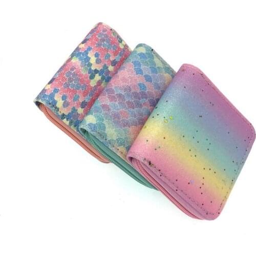 KANDRA 2019 Fashion Women Glitter Mermaid Short Wallet Clutch Purse Pattern Print Brand Design Mini Wallet Lady Wholesale