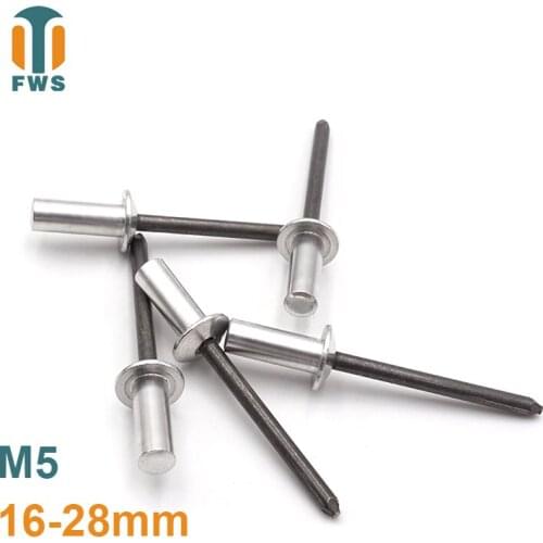 10PCS M5 16-28mm DIN EN ISO 15973 GB /T 12615.1 Aluminum Steel Closed End Blind Rivets With Break Pull Mandrel Protruding Head