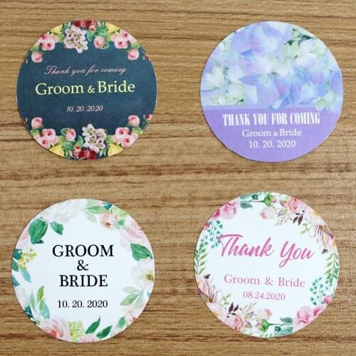 100Pcs 5cm/2in Custom Wedding Sticker Round Name Logo Waterproof Personalized Label Candy Favors Tags For Gift Boxes Packaging