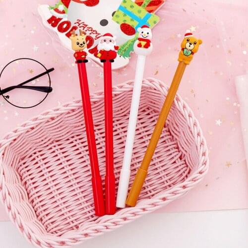 100 Pcs Creative Cartoon Santa Claus Series Neutral Pen Student Office Signature Pen Examination Learning Stationery Supplies