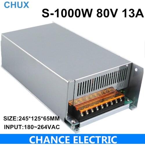 1000W 80V adjustable 13A Single Output Switching power supply AC to DC 110V or 220V