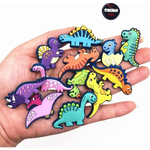 12PCS/Set PVC Brooches Dinosaur Badge Cartoon Animal Pins for Kids Party Gifts Decoration on Backpack Clothing Scraf Hat