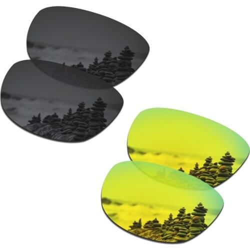 SmartVLT 2 Pairs Polarized Sunglasses Replacement Lenses for Oakley Trillbe X Stealth Black and 24K Gold