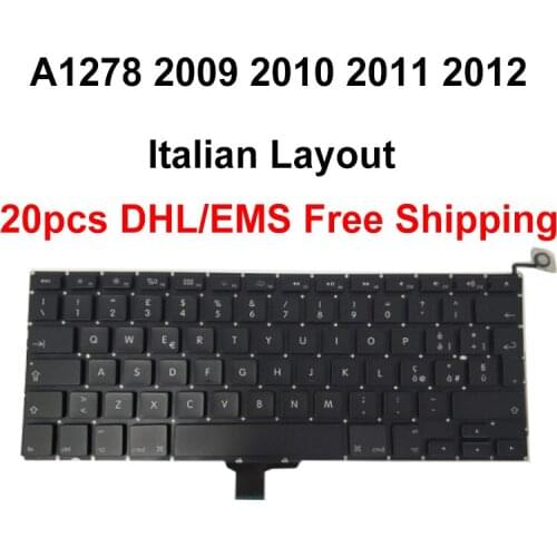 20pcs DHL EMS Free Shipping New for Macbook Pro 13 A1278 Italian IT Italy Layout Keyboard 2009-2012