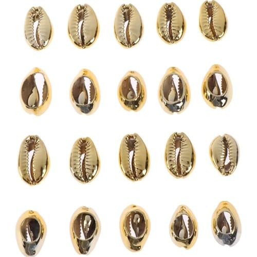 20Pcs DIY Gold/Silver Plated Shell Conch Beads Cowrie Jewelry Craft Accessories