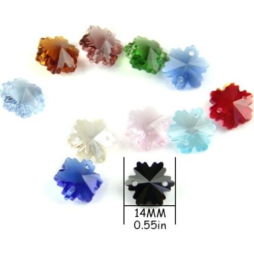 2000PCS/lot,10COLORS MIXED 14mm crystal SNOW FLAKE bead in 2 holes for crystal garland strand chain& chandelier chain