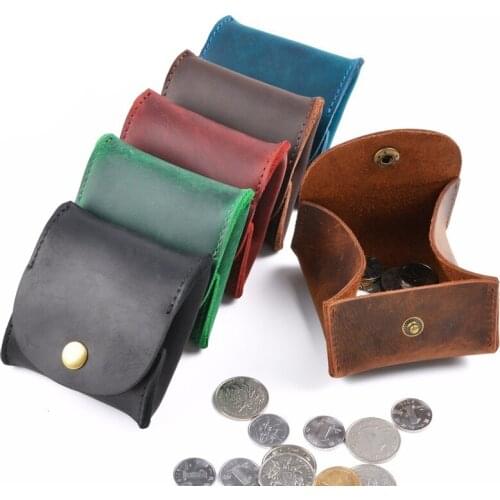 30PCS / LOT Genuine Leather Coin Wallet Men Women Creative Vintage Retro Short Small Purses Thin Mini Handbag