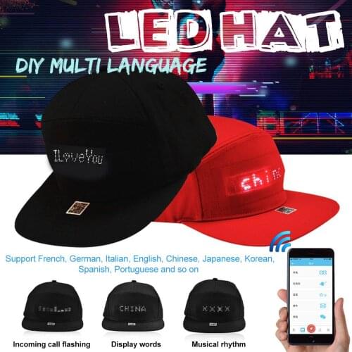 LED Screen Baseball Caps Bluetooth APP Control Programmable Scrolling LED Display Cool Adjustable Hats For Party Riding Fishing