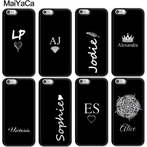 MaiYaCa PERSONALISED INITIALS Name BLACK Cell Case For iphone 12 mini 11 Pro MAX X XR XS MAX SE 2020 6S 7 8 Plus 5S Cover