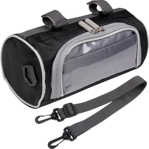 Black Motorcycle Electric Car Front Handlebar Fork Storage Bag Container Cell Phone Pocket