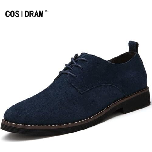 COSIDRAM Plus Size 45 Men Oxfords Faux Suede Leather Men Casual Shoes Spring Autumn Fashion Oxford Shoes Men 2017 Male BRM-895