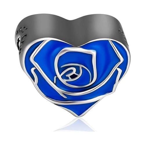 Fandola CKK 925 Sterling Silver Enchanted Heart Charm ,Berry Blue Enamel Fits for Bracelet Charms for DIY Jewelry Making Gift