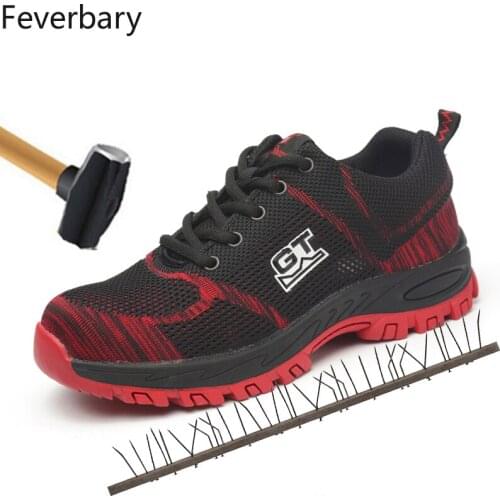 Feverbary Men Work Safety Boots Plus Size Unisex Outdoor Steel Toe Puncture Proof Protective shoes