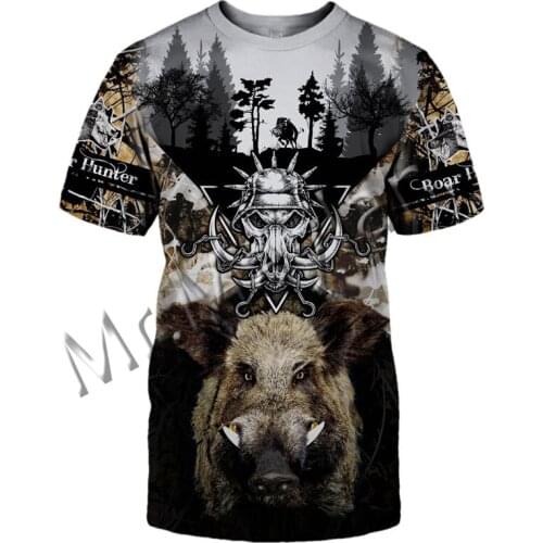 Fashion Animal Boar Hunter Hunting Colorful Men/Women O-Neck T-shirts 3D Print Leisure Hip Hop Streetwear Harajuku Short Sleeves