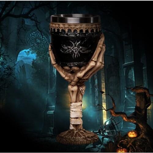Horrible Resin Stainless Steel Skull Goblet Retro Claw Wine Glass Gothic Cocktail Glasses Wolf Whiskey Cup Party Bar Drinkware