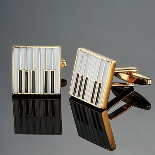 KC-019 Free delivery, high quality mens shirt brand cuff links, new fashion music fans, piano keyboard Cuff Links