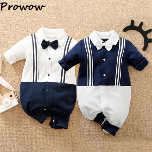 Prowow Gentlemen Babys Rompers with Necktie Plaid Baby Boy Clothes Birthday Party Newborn Clothing Jumpsuit For Kids Clothes