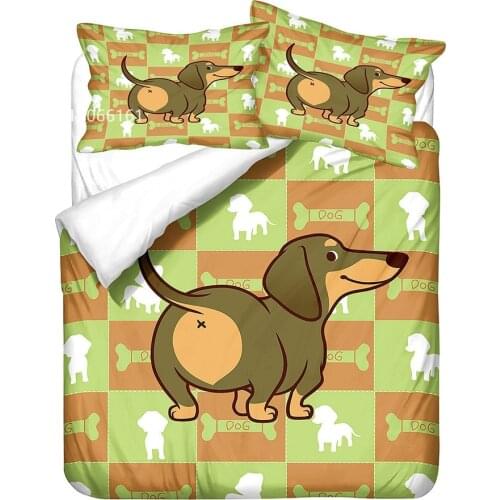Dachshund Sausage Dog Duvet Cover Pet Dog Bedding Set 3D Print Kawaii Animal Bed Quilt Cover For Bedroom Bedspread 2/3 Pieces