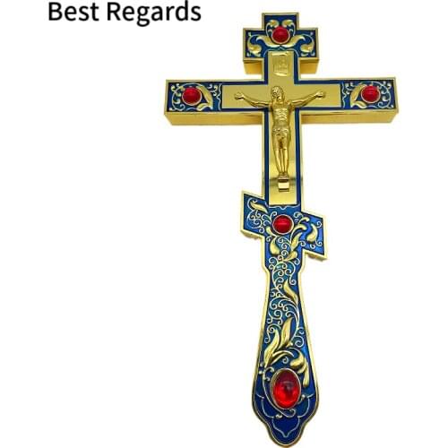 2021 The New Orthodox Cross Church Decoration Religious Wall Hanging Orthodox Blessing Pectoral Cross cruces colgante