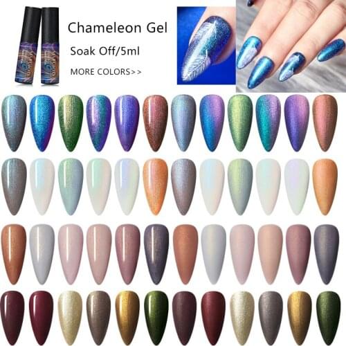 MSRUIOO 5ml Chameleon Gel Nail Polish Soak Off UV Gel Varnish Glitter Sequins Manicure Nail Art Gel Polish Black Based Need