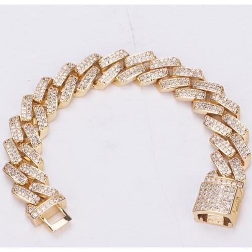 14mm AAA Cubic Zirconia Paved Bling Iced Out Cuban Miami Chain Bracelets Necklaces for Men Hip Hop Rapper Jewelry Drop shipping