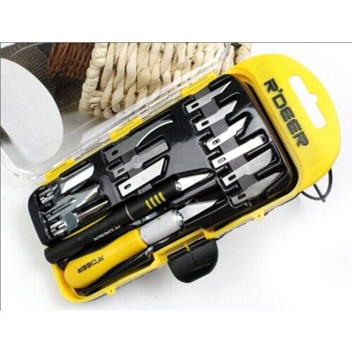 R' Deer 14PCS Hobby Knife Carving Knife Set Graver Multifuction Hand Tool Set Carving Tolls Free Shipping