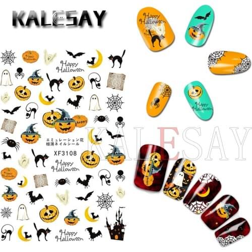 Halloween Nail Art Sticker for Manicure Self Adhesive Skull Pumpkin Design Nail Art Decals for Decor Wraps Witch Stickers Nails