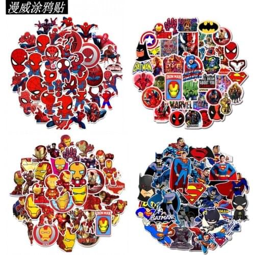 35/50Pcs Disney Cool Spiderman Stickers Funny The Avengers Skateboard Guitar Laptop Luggage Cartoon Waterproof Sticker Kids Toys