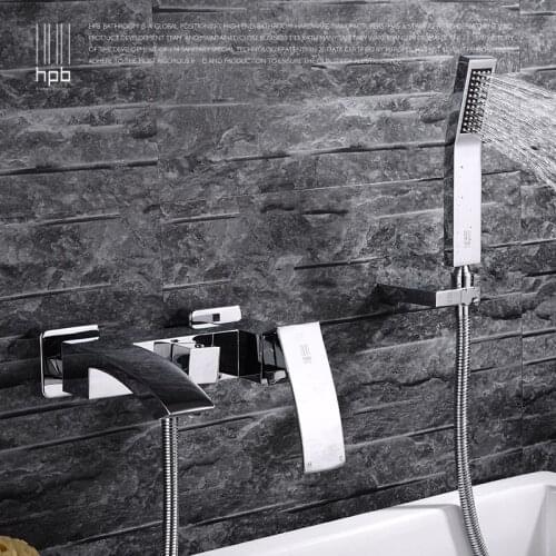 Wall Mounted Bathroom Faucet Bath Tub Mixer Tap With Hand Shower Waterfall Shower Faucet hot and cold waterfall brass torneira